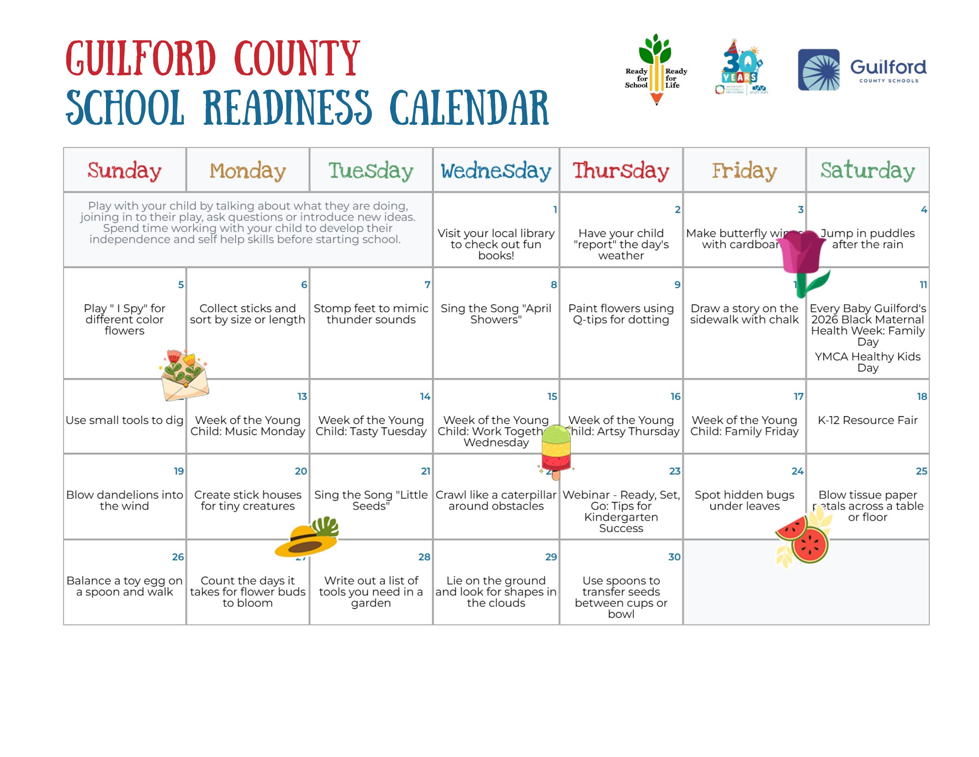 School Readiness Calendar